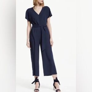 Boden Navy Blue Romilly Cropped Jumpsuit Size 8R V Neck Wide Leg NWOT